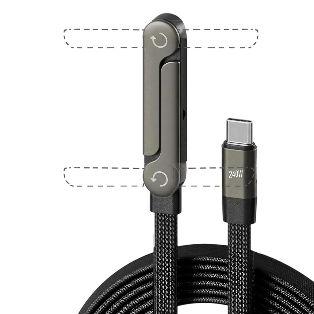 240W 2-in-1 Fast Charging Foldable Phone StandWith 360 Rotating Charging Data Cable Phone Tablet Foldable Mobile Phone Holder