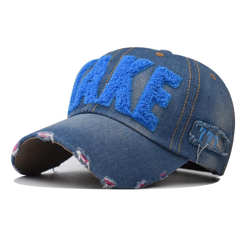 Men's and Women's TAKE Denim Baseball Caps, Washed Large Embroidered Denim Caps, Simple and Versatile Hats