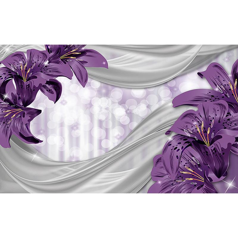 3D Photo Wallpaper Beautiful purple Flower Living Room Sofa TV Background Wall Waterproof Canvas Fabric Mural Home Decor Fresco