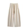 DIMANAF 2026 Summer New Plus Size Women Casual Cotton Wide Leg Pants Elastic Waist Drawstring Solid Color Straight Trousers