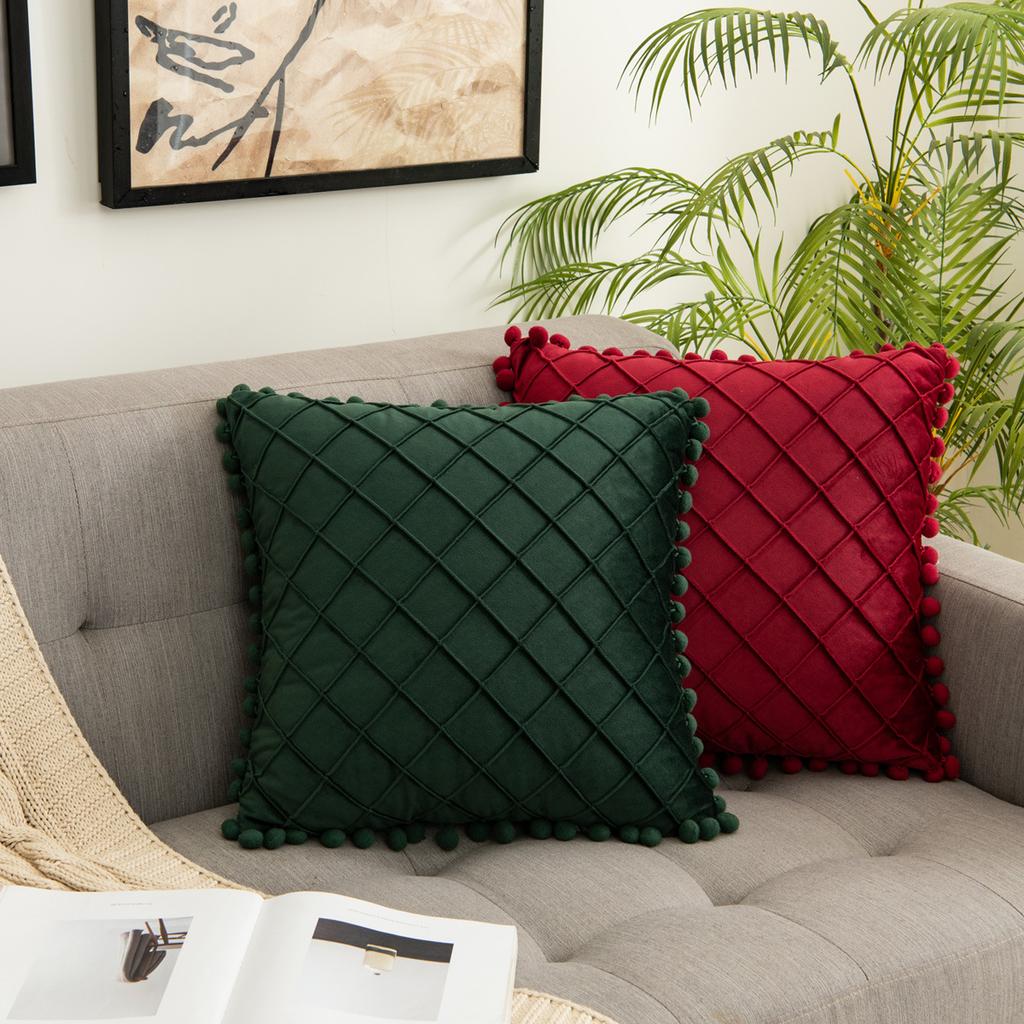 Velvet Diamond Wool Ball Pillow Office Pillow European Sofa Cushion Waist Pillow