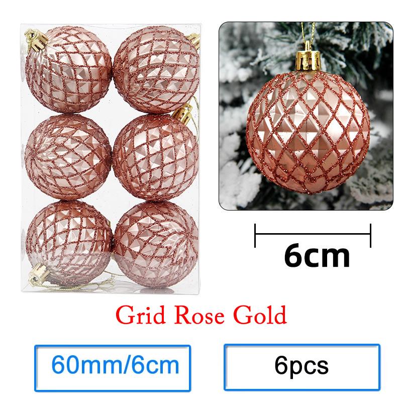 6 Stück/Los 6cm/2,4 Zoll Weihnachtsbaum Dekoration Farbe Hohlkugeln Schmuck Hängende Kugeln Für Haus Bar Party Dekoration