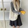 Solid Color Knitting Shoulder Bag Flower Large Capacity Bohemian Crochet Tote Bag Hollow Out Versatile Casual Woven Handbag