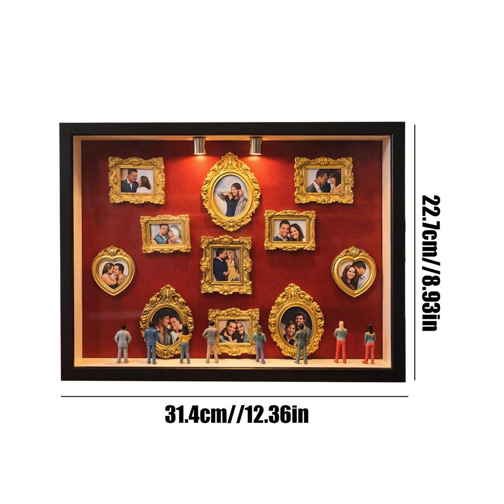 Mini Museum Silhouette Box DIY Desktop Decor Memory Frame with Lights for Collectors Home Office Dorm Living Room Bedroom
