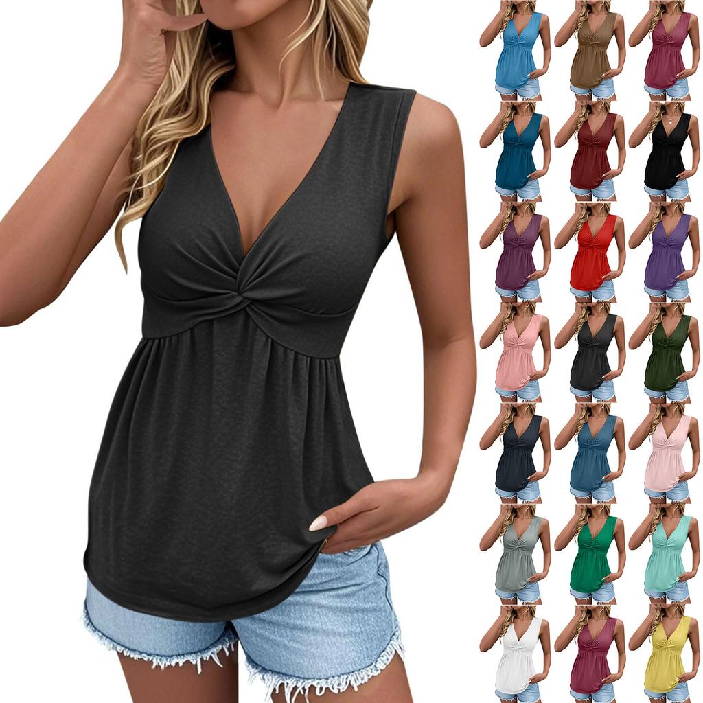 Bluse Casual da Donna a Maniche Corte con Scollo a V Davanti in Tessuto Morbido Camicie da Donna a Maniche Corte per l'Uso Quotidiano