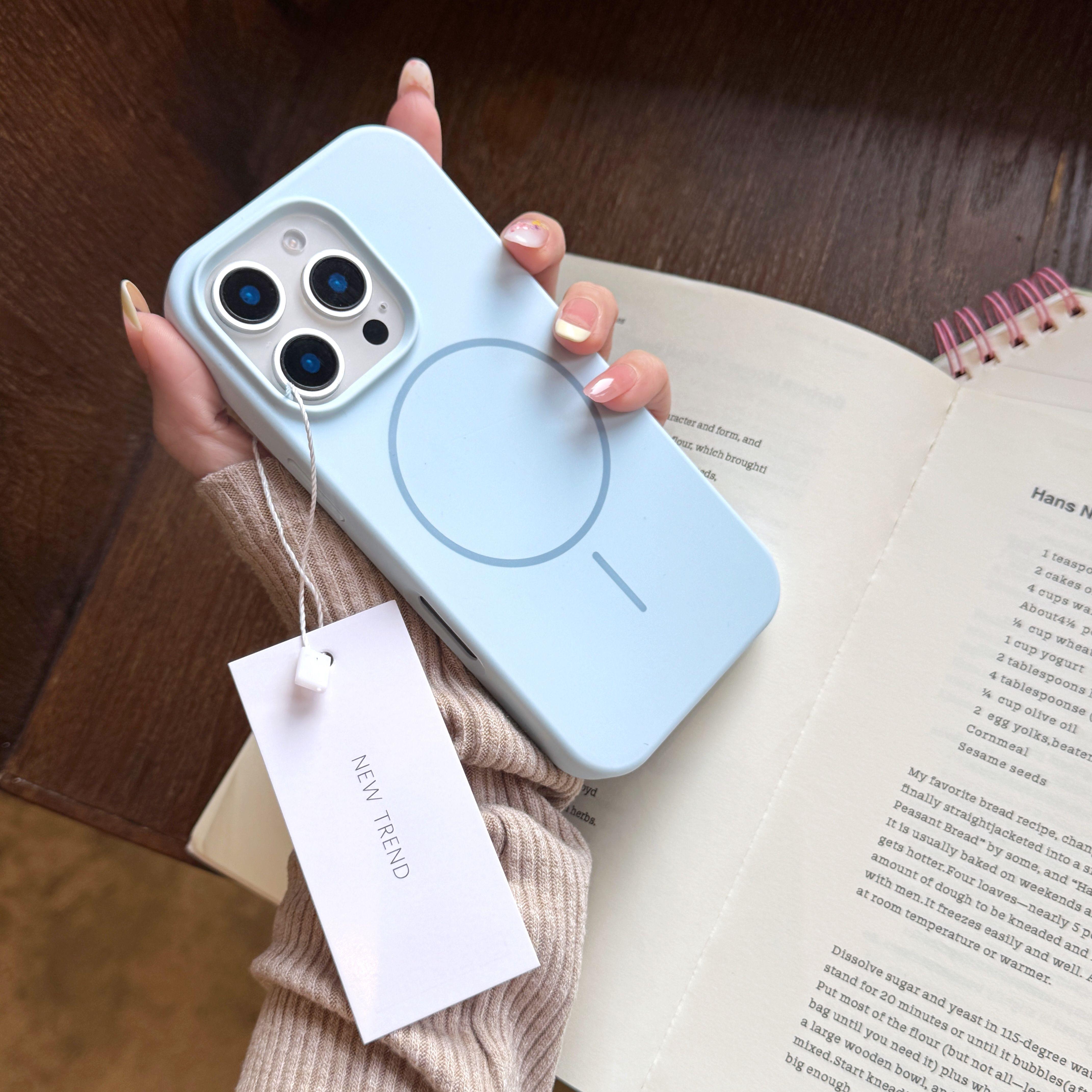 

Чехол из жидкого силикона для телефона Apple iPhone 16ProMax - чистый цветной противоударный креативный чехол Magsafe для iPhone 16/15/14/13/12/11/Plus/Pro/Pro iPhone 16 Pro светло-синий