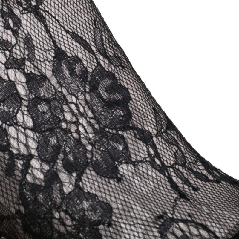 Sexy stilettstøvler kvinner Blomster blonder Mesh Nett naken ankelstøvletter Tynne høyhælte pek-tå sko stor størrelse 48