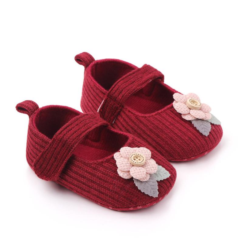 Baby Kleinkind Schuhe Baumwolle Rutschfeste Weiche Sohle Kleine Blumendekoration Kinder Indoor Strick-Sneaker