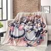 Soft Flannel Throw Blanket With 2D HD Neko Maid Servant Anime Print, Lightweight Warm Decorative Blanket For Bedroom Sofa Travel