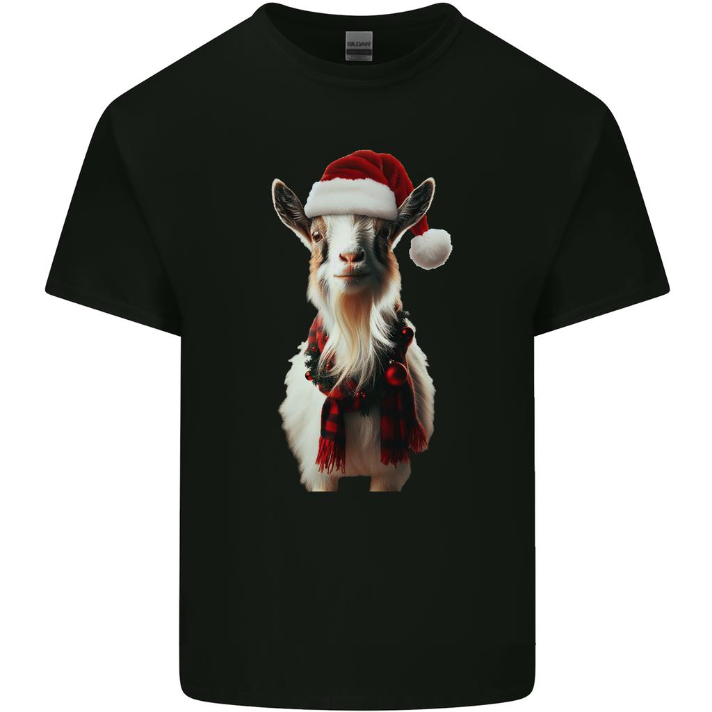 Christmas Goat Wearing an Xmas Hat Unisexs Light Cotton TShirt