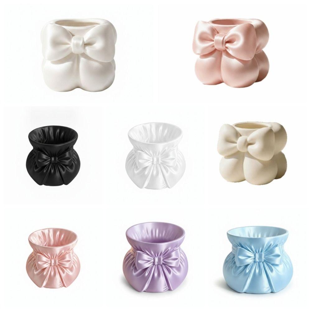 Cute 3D Printed Storage Box Creative Multi-function Bow Pen Holder Sweet Flower Vase Desktop Organizer Vanity Organizer