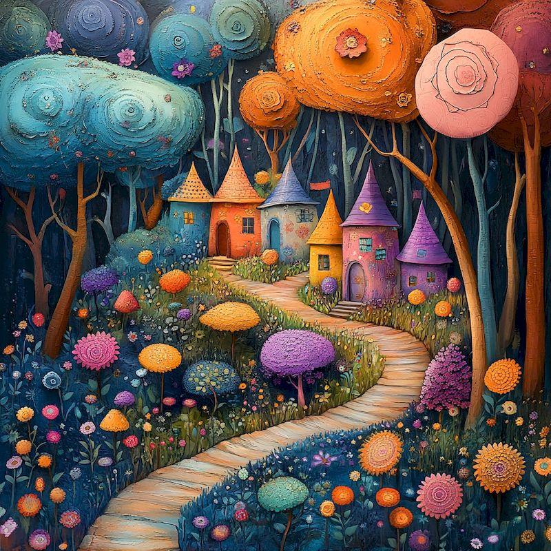 

5D Diamond Painting Full Drill Square Fairy Tale Village Diamond Embroidery Sale Mosaic Picture Wall Art Home Decor New Arrival Full Round 25x25cm красный
