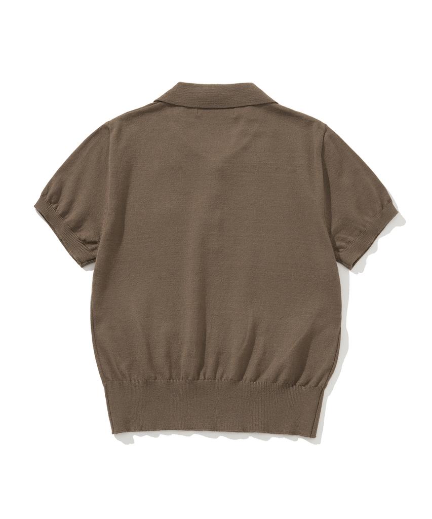 KNITTED (W) Basic Essential Washable Collared Knit Mocha