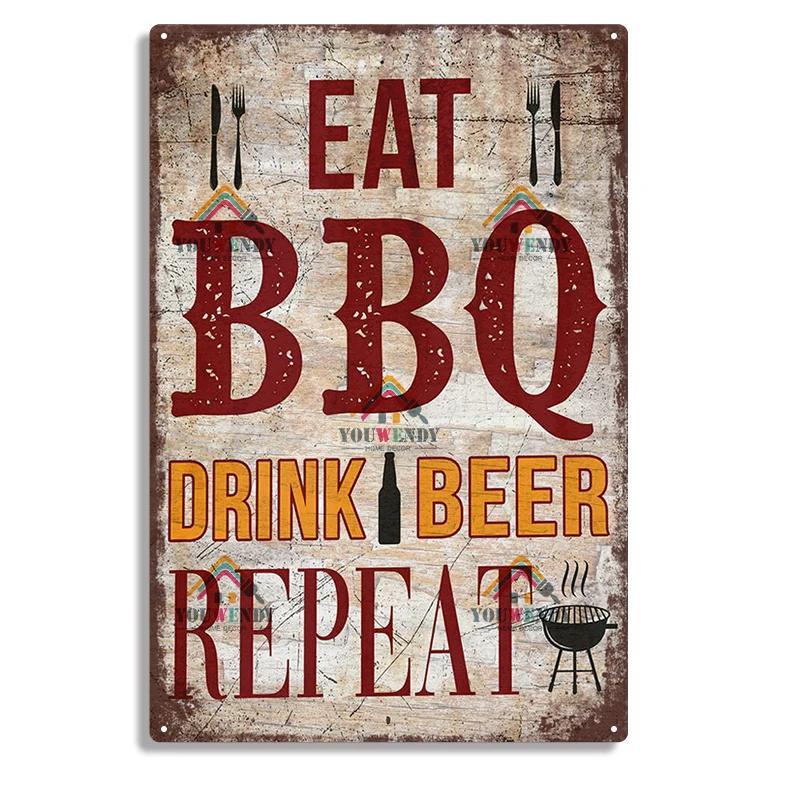 Retro DAD'S BBQ Metal Tin Signs, Decorative Plaque, Wall Decor for Barbecue, Bar, Pub, Kitchen, Party Zone, Vintage Metal Plate