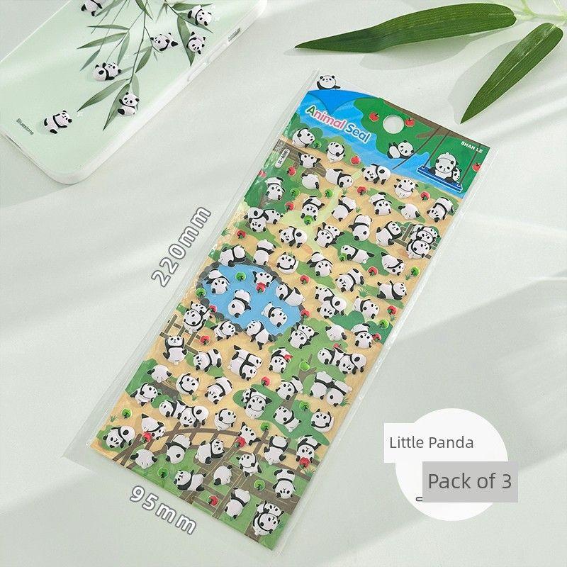 

Cute Panda Animal Stereo Bubble Sticker Cartoon Stickers Kindergarten Reward Stickers Gift Stickers Journal Material Little Panda 3 Pack
