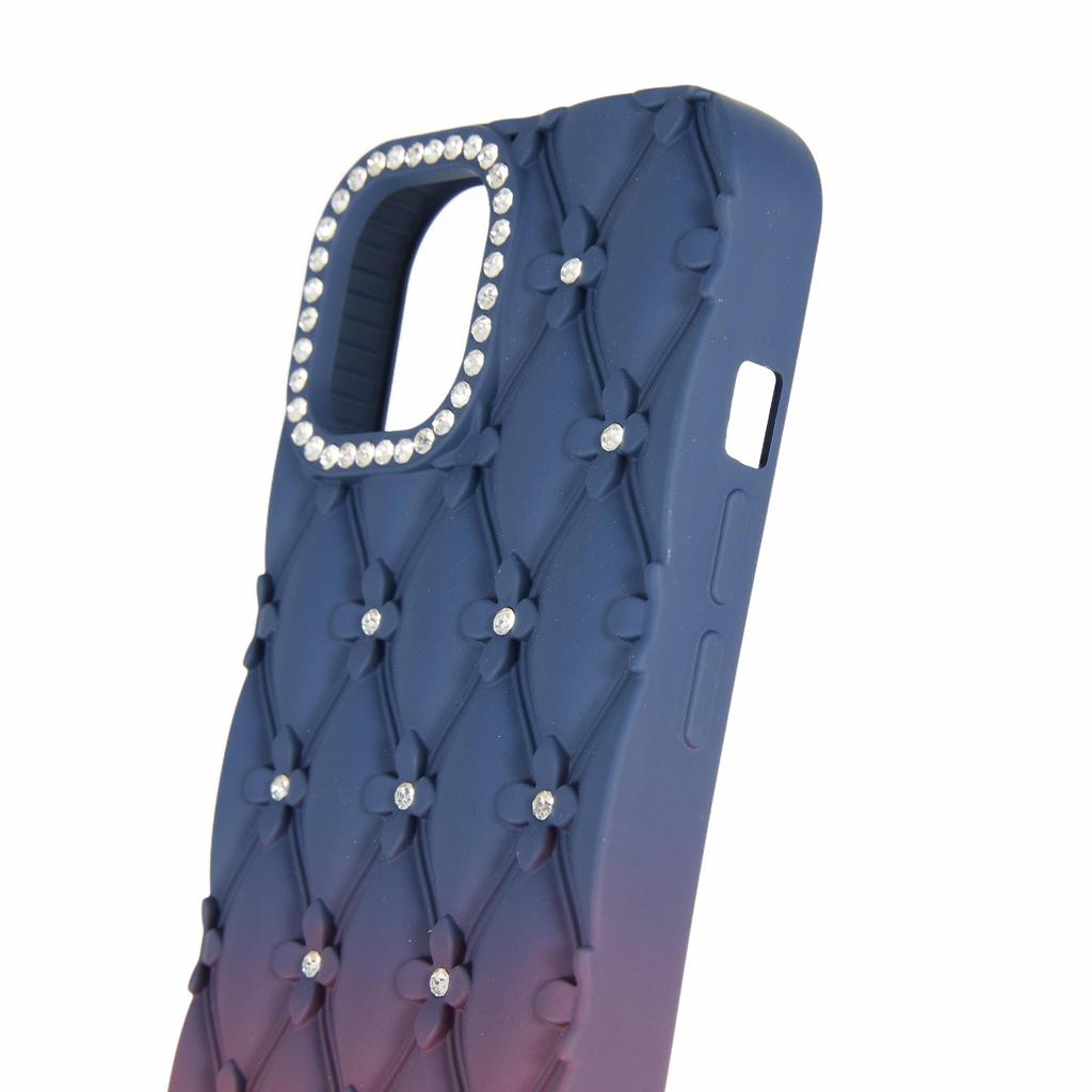 For iPhone 13 Case Rhinestone Decor Rubberized TPU Phone Cover