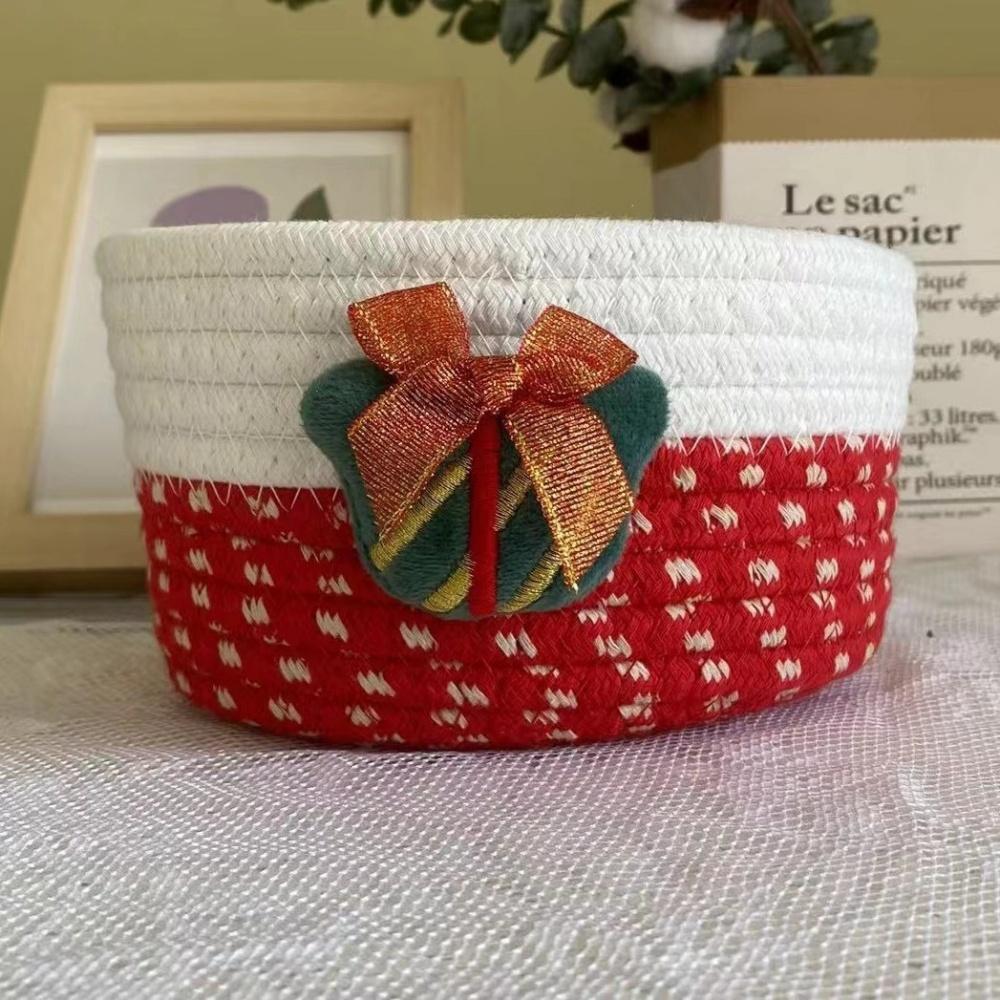 Рождественская плетеная настольная корзина для хранения косметики и закусок органайзер для макияжа с Санта-Клаусом бордовый 1700₽