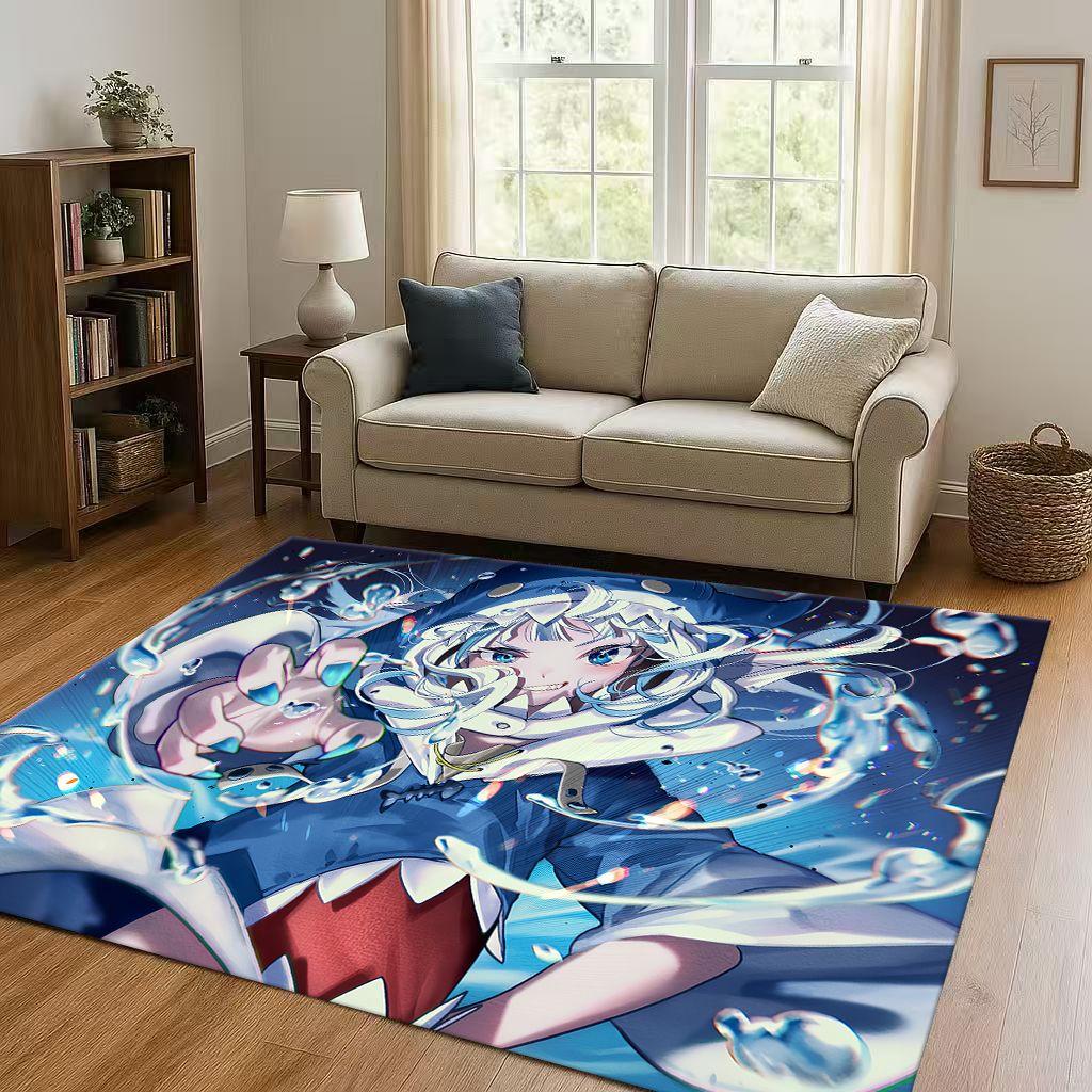 Anime Gawr Gura Hololive Cartoon Cute Girl Living Room Non Slip Area Rug Carpet for Bedroom Playroom Sofa,Home Decor Doormat