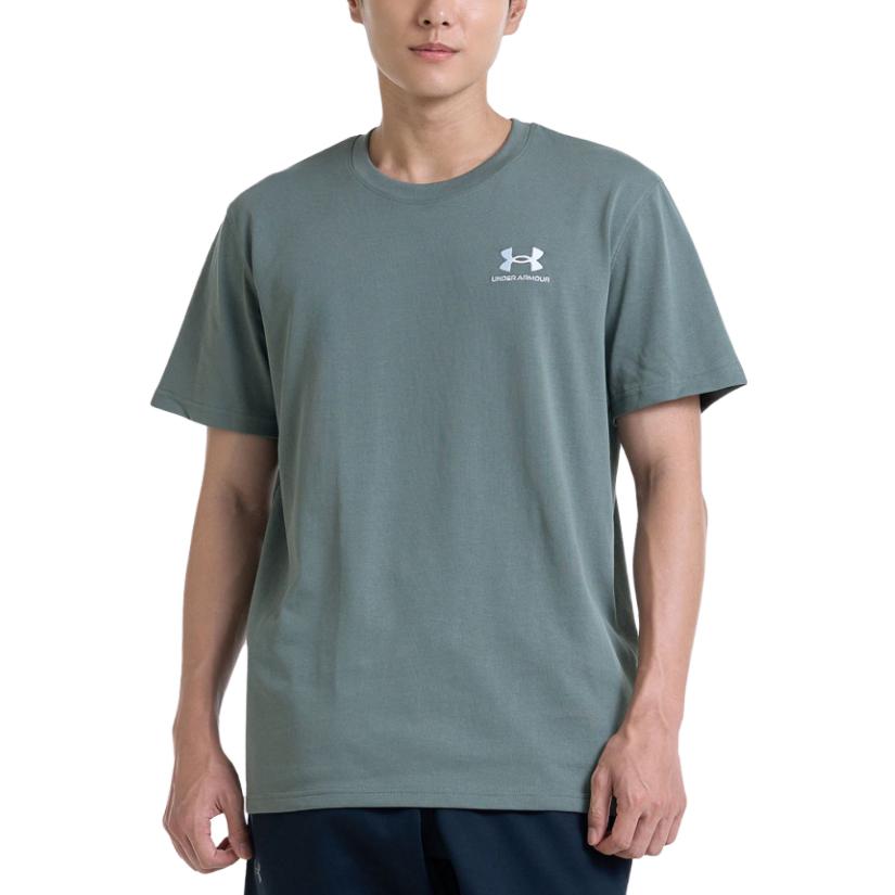 Under Armour Graphic Print Crew Neck Short Sleeve T-Shirt Men Tops Gray-Green 1373997-182