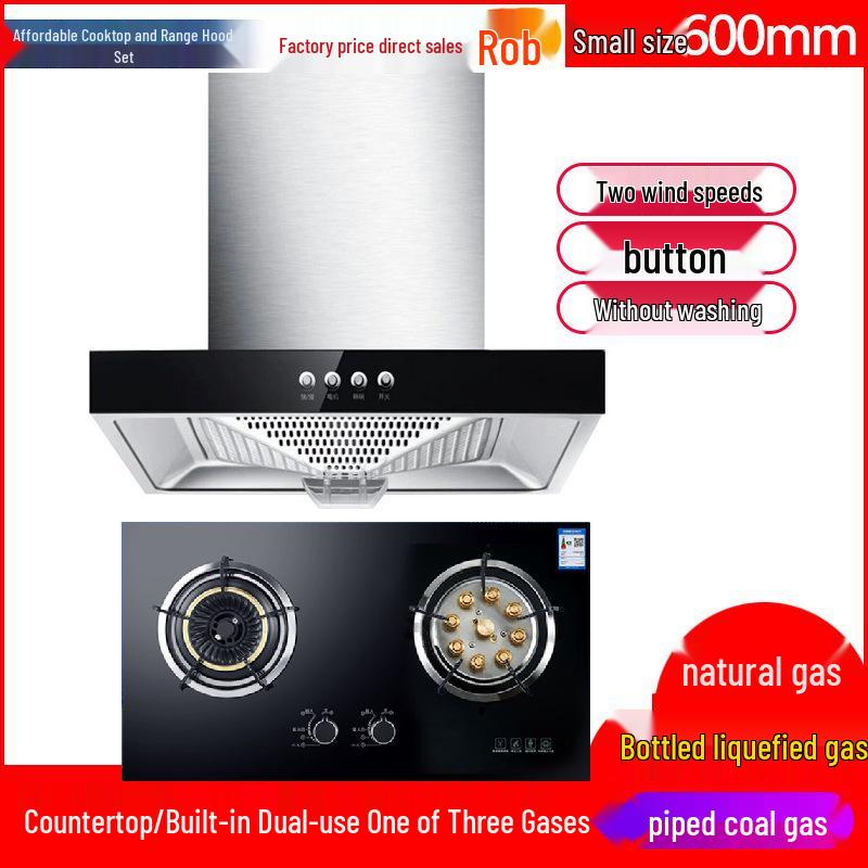 Compact 60-70cm Euro Style Top-Mount Range Hood with Large Suction for Small Apartments.