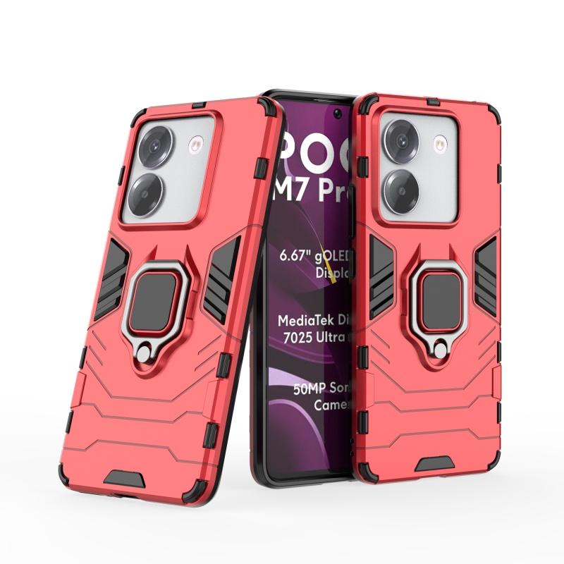 

Чехол-накладка для Poco M7 Pro Xiaomi Poco M7 Pro 5G Capa Задняя крышка телефона Броня Бампер Ударопрочный Магнитный держатель-кольцо Fundas Poco M7 Pro For Poco M7 Pro 5G красный