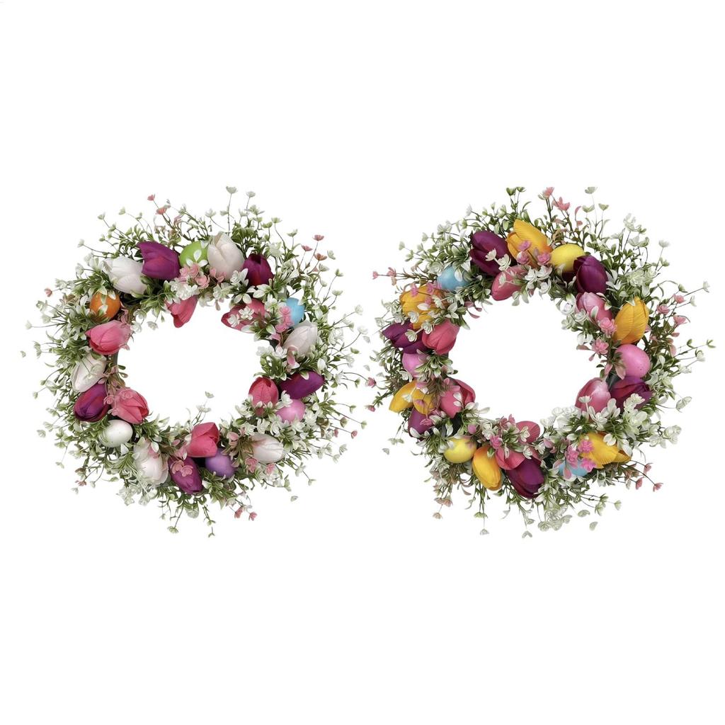 Easter Door Wreath 17 Inch Artificial Spring Flower Wreath Funny Front Door Decor for Home Entryway Yard Patio Farmhouse Party