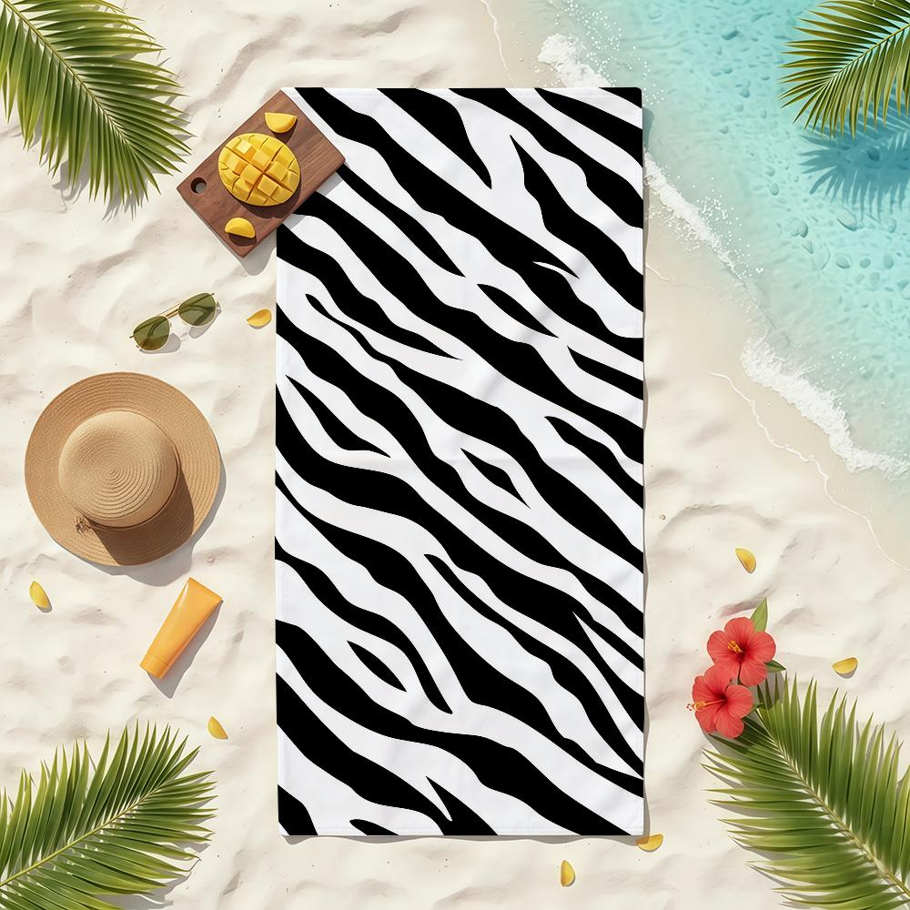 Zebra Pattern Towel Sports Quick Dry Travel Camping Sandproof Soft Light Large Beach Towel
