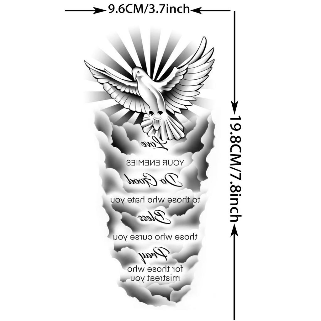 1 Sheet Bless Belief Faith Engraved Temporary Tattoos Family Love Tatoos Waterproof Realistic Fake Tattoo Stickers Long Lasting