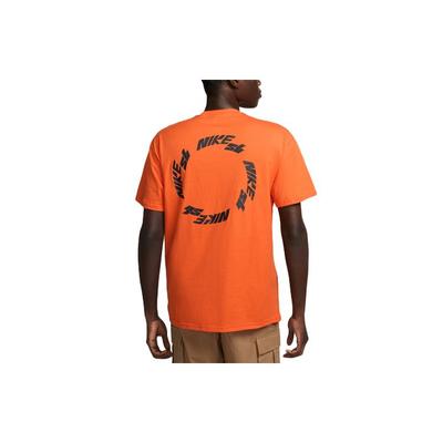 Alphabet Print Loose Round Neck Short-Sleeve T-Shirt Men Tops Safety-Orange FB8143-819