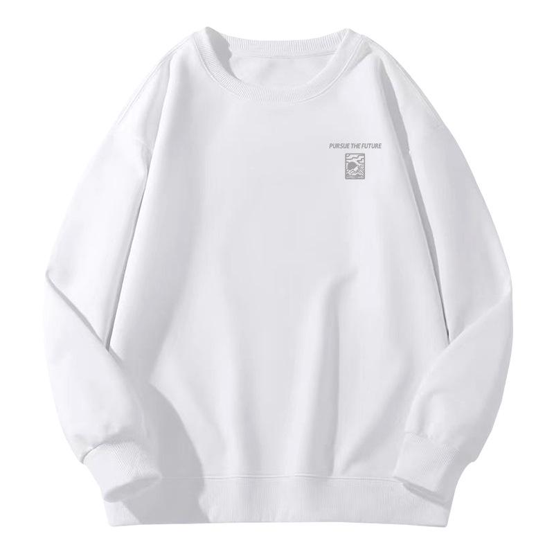 Men's Oversized Fleece-Lined Sweatshirt, Spring/Autumn Heavyweight Trendy Brand, Round Neck, Unisex Jacket