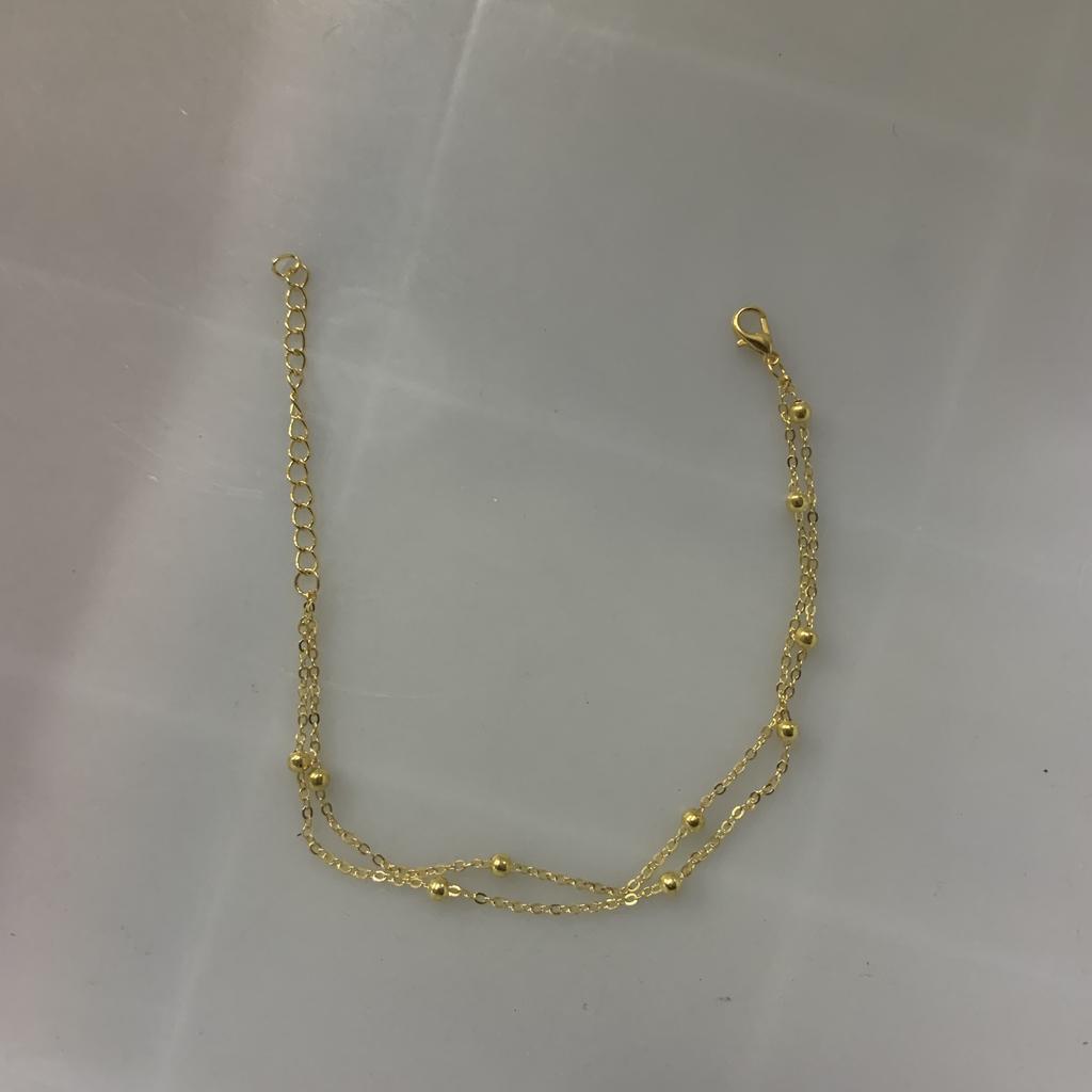 Trendy Double Layers Small Round Beads Bracelet Women's Hand Bracelets Gold Color Chain Simple Female Ball Bracelet Jewelry