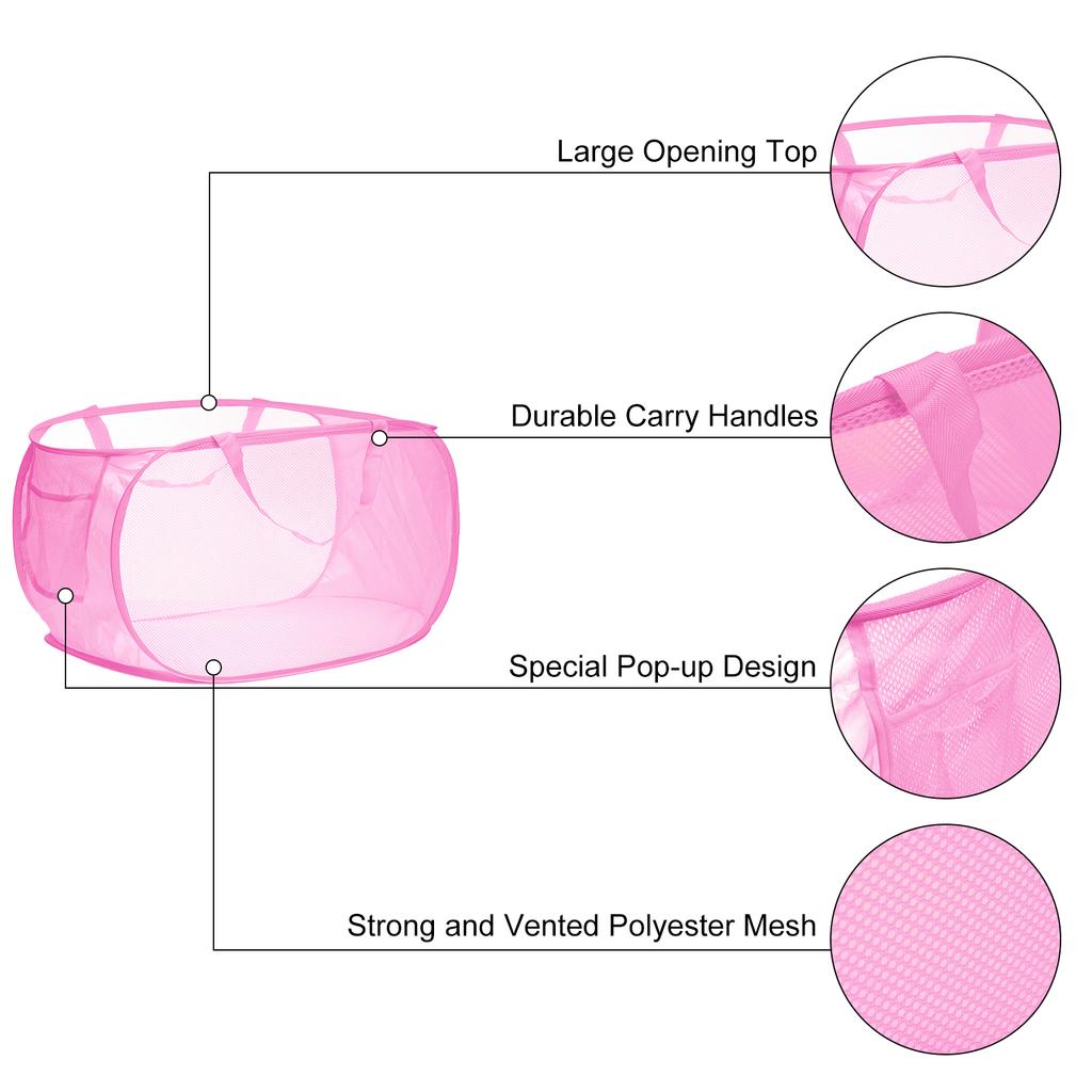 1/2pcs Folding Laundry Basket Organizer Mesh Laundry Hamper with Side Pocket Cloth Hamper for Washing Storage Dorm Travel