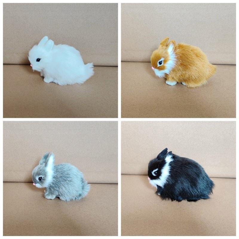 Simulation Rabbit Doll Cute Bunny Statue Cute Animal Art Ornaments for Children Day Kid Girl Boys Present Gift