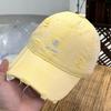 Fashion Hat Couple Korean Version Letter Embroidery Yellow Baseball Cap Women's Spring and Summer Simple Versatile Face Small Soft Top Cap