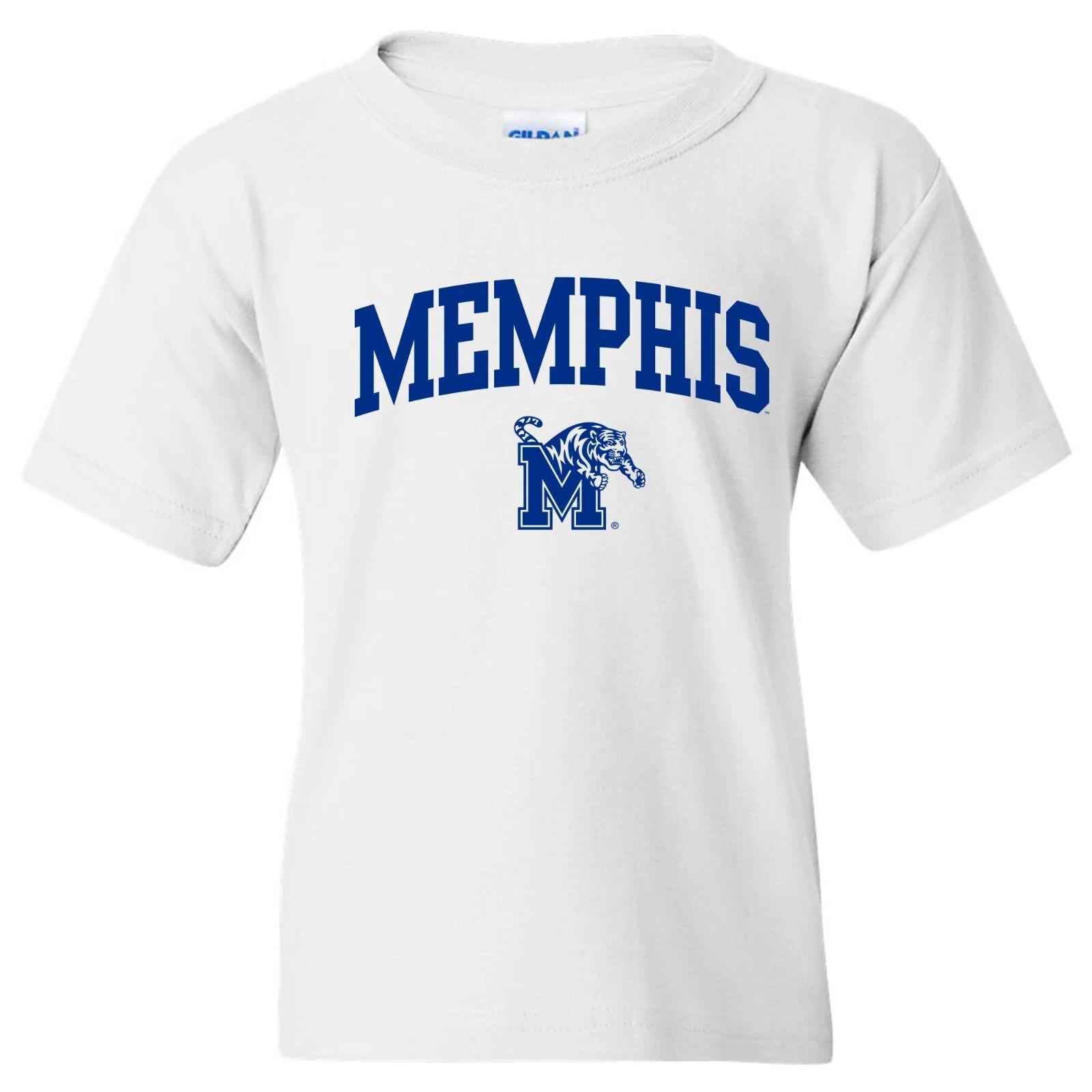 Memphis Tigers Arch Logo - Collegiate Youth T Shirt - White 2XL
