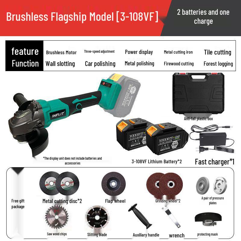 Universal Brushless Rechargeable Angle Grinder and Sander with Lithium Battery
