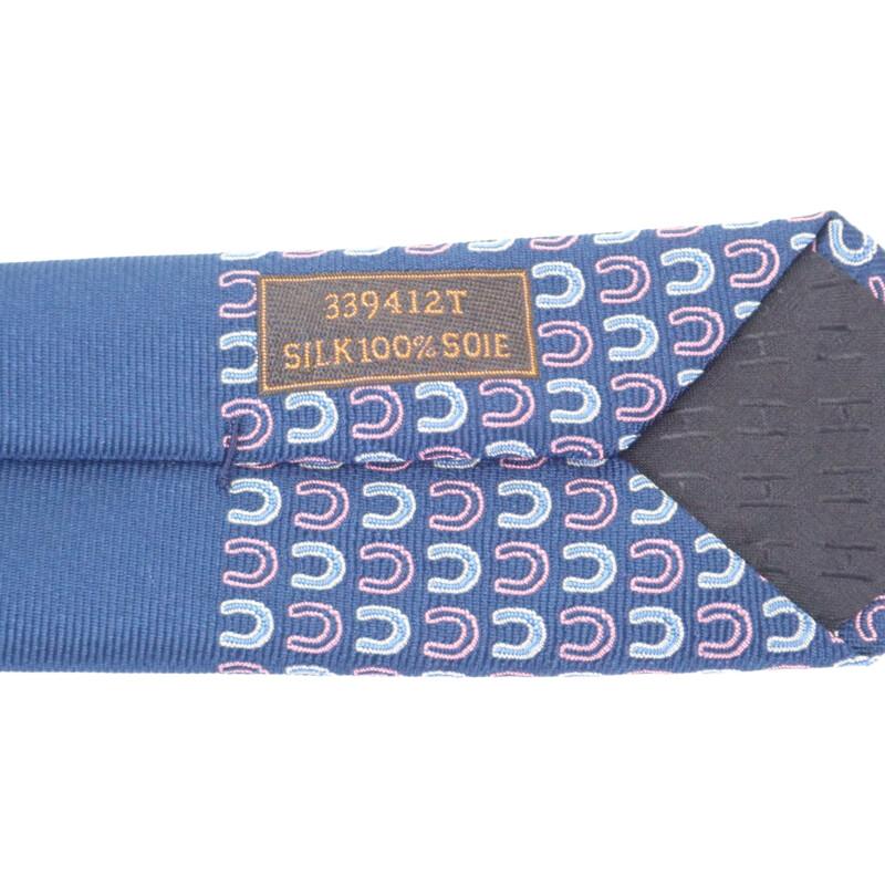 HERMES  H339412T04  Tie Marin/pink Silk Mens