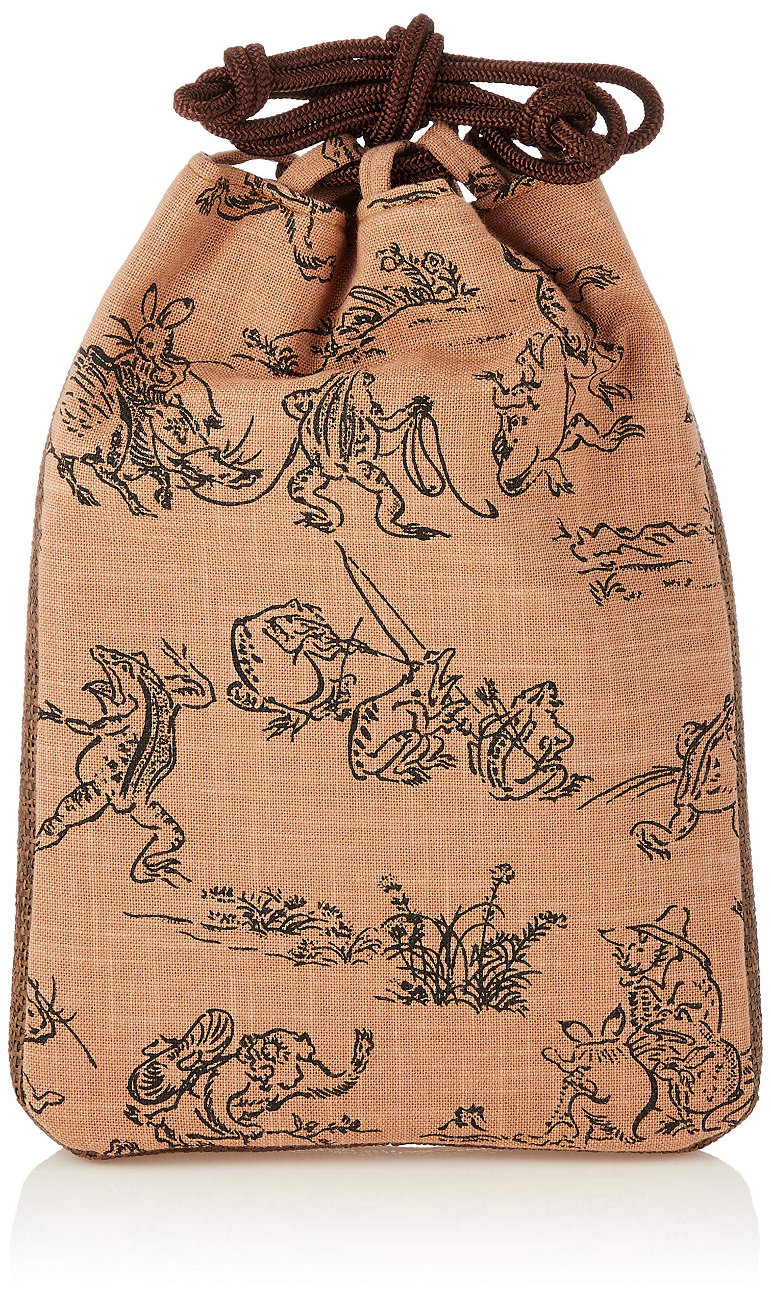 

Maruzen Gusseted Shingen Choju Giga 20 x 4 x 28 Drawstring Bag Pouch, (Choju Giga) Design, Brown, cm,