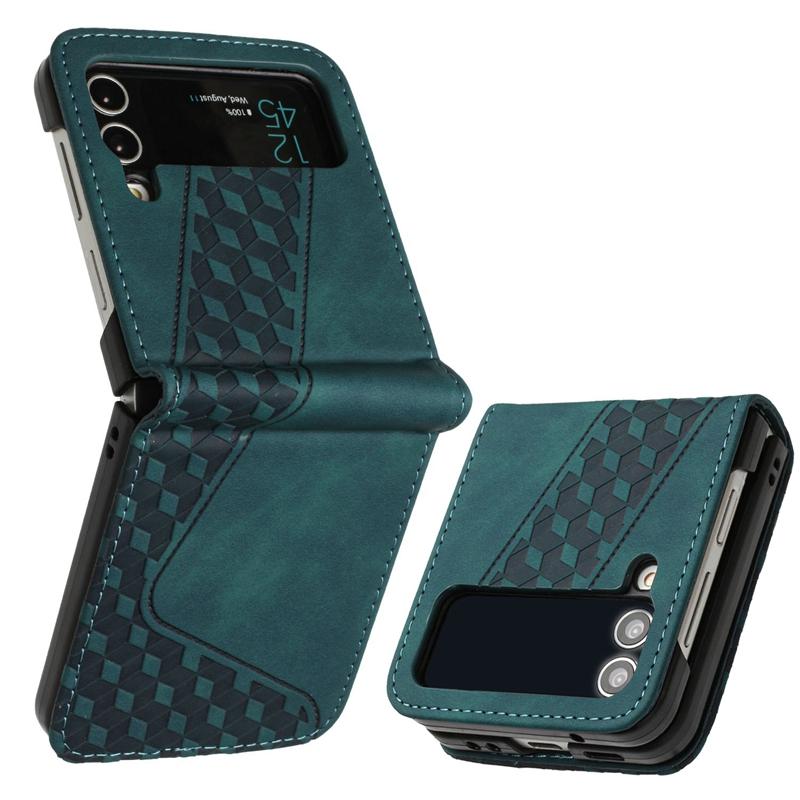 For Samsung Galaxy Z Flip4 Case Z Flip4 SM-F721B F721N Cover 3D Geometric Flip Wallet Case for Samsung ZFlip 4 ZFlip4 Phone Case