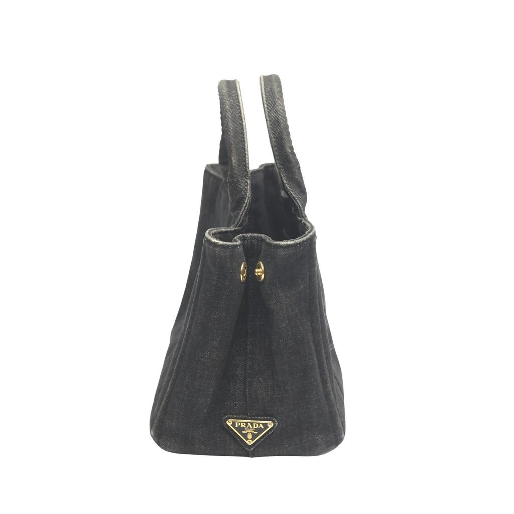PRADA denim Canapa Tote Bag denim black Women B2439G Used