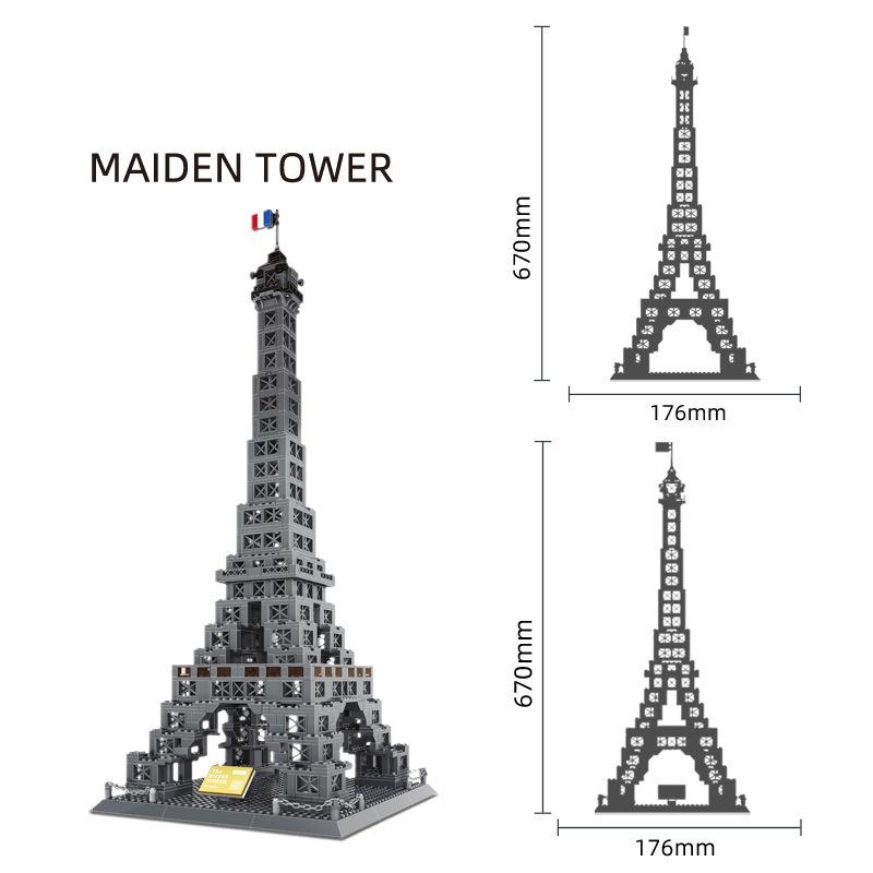 World Famous Cultural Architecture Creative Building Block Eiffel Tower Paris France Model Brick Educational Toys Collection