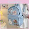 Simple Student Backpack With Transparent Compartments And Badges Pendant