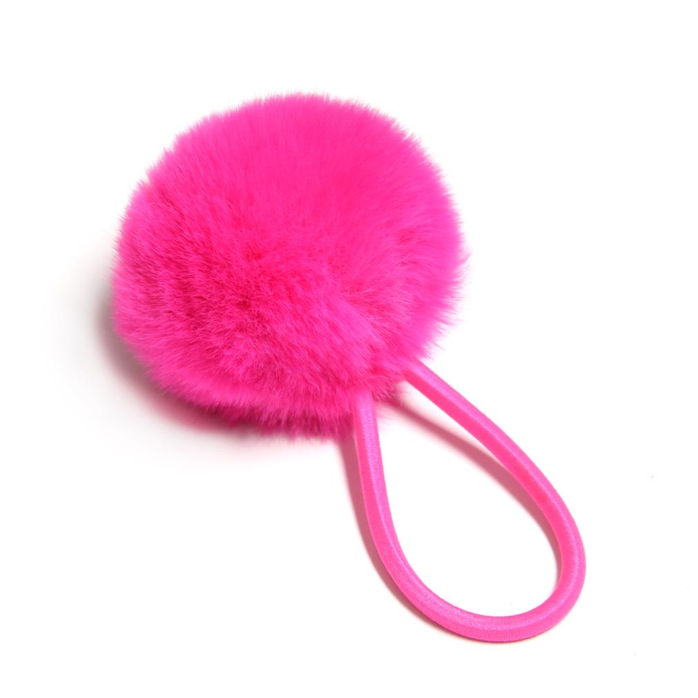 Imitation Rex Rabbit Fur Scrunchie: Cute, Versatile Pom-Pom Elastic Hair Tie In Matching Colors