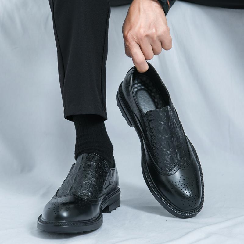 Modne Skórzane Buty Męskie Casualowe Mokasyny Luksusowy Design Wsuwane Męskie Buty Wizytowe Styl Rekreacyjny Duży Rozmiar Dobra Podeszwa Odporna na Ścieranie