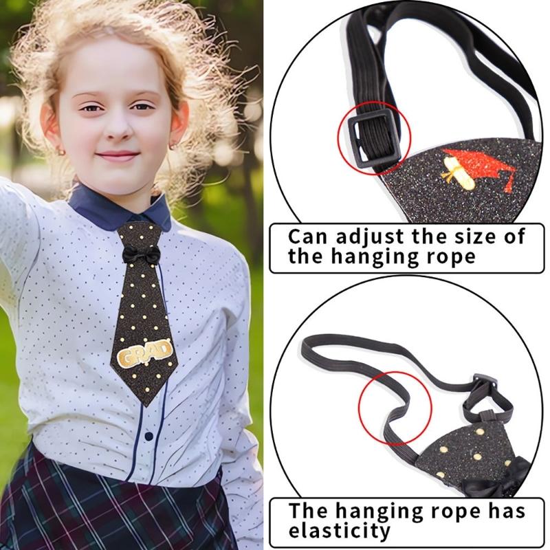 Schuluniform Krawatte für Jungen Mädchen Kinder Abschluss Hut Bedruckte vorgebundene Krawatten