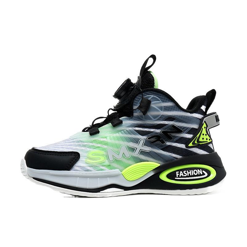 Boys 2025 autumn new children's non-slip running shoes basketball shoes medium and large rotating buckle sports shoes boys