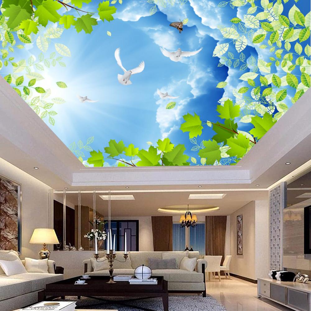 Blue Sky Pigeon Wallpapers Blue Sky Ceiling Mural Living Room Hotel 3d Sky Wallpaper Home Decor