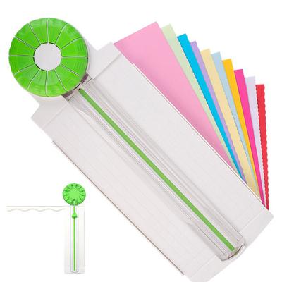Paper Craft Edge Cutter 12-in-1 Multifunctional Scrapbooking Tool with Safety Design Turntable