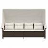 Sun Lounger with Canopy and Cushions Brown PE Rattan