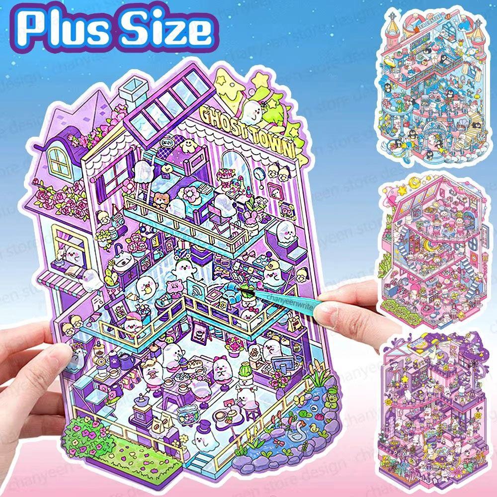 PET 3D Landscape Sticker Capybara Miniature Scene Collage Cartoon DIY Cabin Scene Sticker Gift